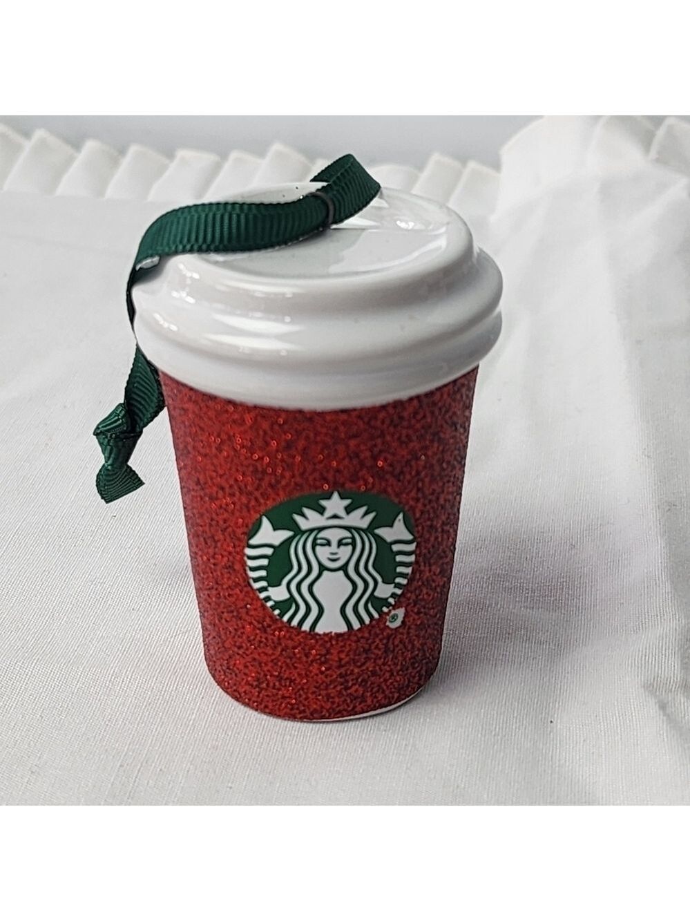 Starbucks 2019 Glitter Holiday Christmas coffee hot cocoa mug ceramic ornament